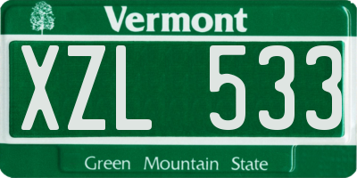 VT license plate XZL533