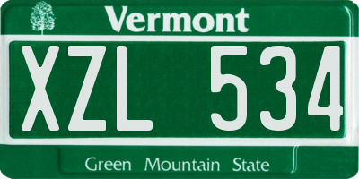 VT license plate XZL534