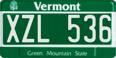 VT license plate XZL536