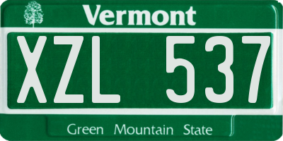 VT license plate XZL537