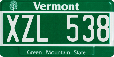 VT license plate XZL538