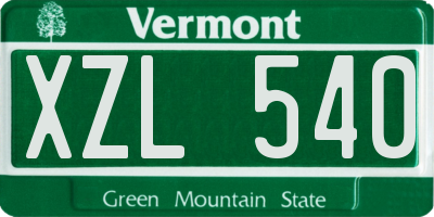 VT license plate XZL540