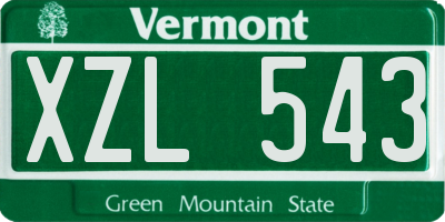 VT license plate XZL543
