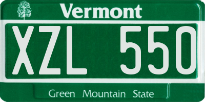 VT license plate XZL550