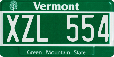 VT license plate XZL554
