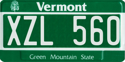 VT license plate XZL560