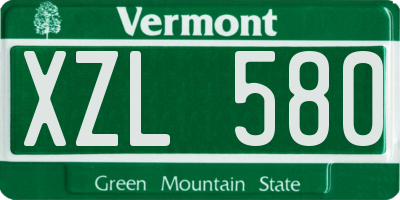 VT license plate XZL580