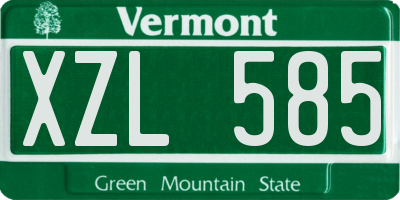 VT license plate XZL585