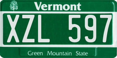 VT license plate XZL597