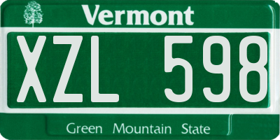 VT license plate XZL598