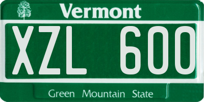 VT license plate XZL600