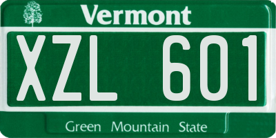 VT license plate XZL601