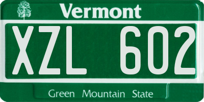 VT license plate XZL602