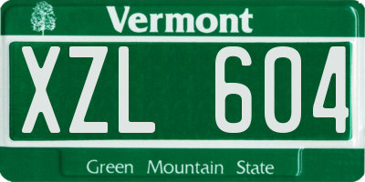 VT license plate XZL604