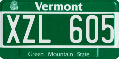 VT license plate XZL605
