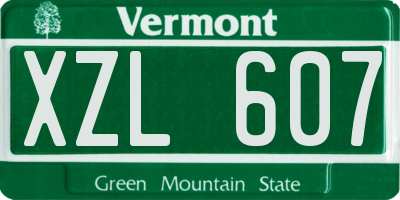 VT license plate XZL607