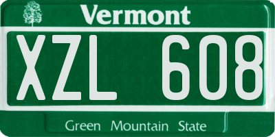 VT license plate XZL608