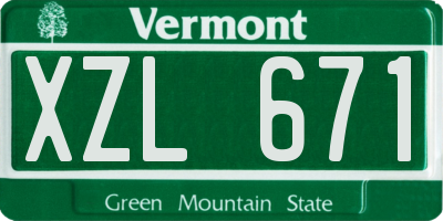 VT license plate XZL671