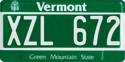 VT license plate XZL672