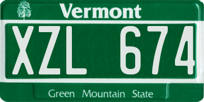 VT license plate XZL674