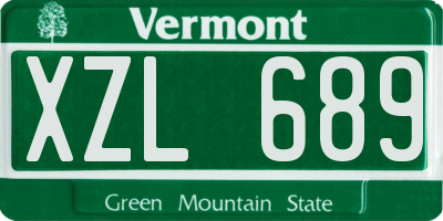 VT license plate XZL689