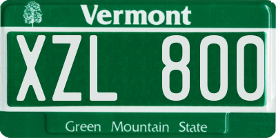 VT license plate XZL800