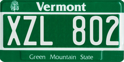 VT license plate XZL802