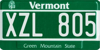 VT license plate XZL805