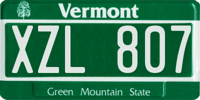 VT license plate XZL807