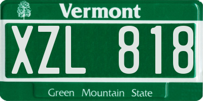 VT license plate XZL818