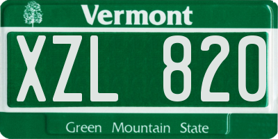 VT license plate XZL820