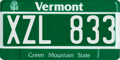 VT license plate XZL833