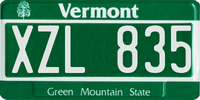 VT license plate XZL835