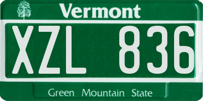 VT license plate XZL836