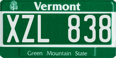 VT license plate XZL838