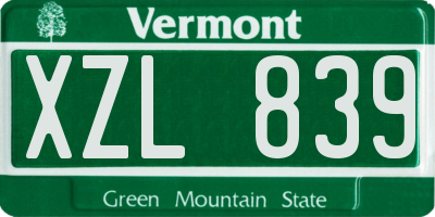 VT license plate XZL839