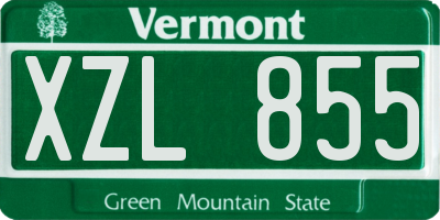 VT license plate XZL855