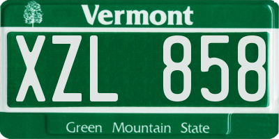 VT license plate XZL858