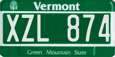 VT license plate XZL874