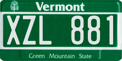 VT license plate XZL881