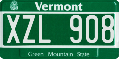 VT license plate XZL908