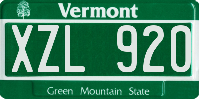 VT license plate XZL920