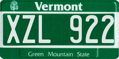 VT license plate XZL922