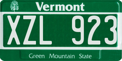 VT license plate XZL923