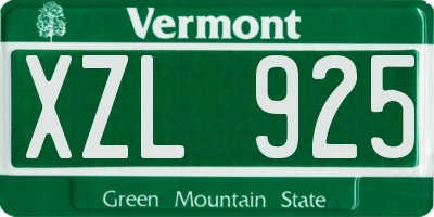 VT license plate XZL925