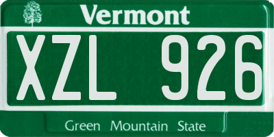 VT license plate XZL926