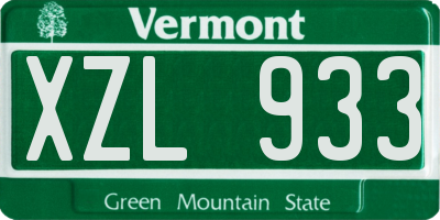 VT license plate XZL933