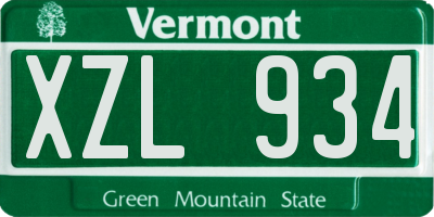 VT license plate XZL934