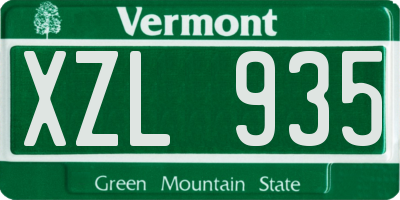 VT license plate XZL935