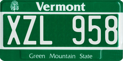 VT license plate XZL958